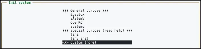 Select custom init system