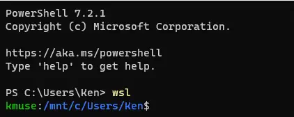 Terminal showing mount