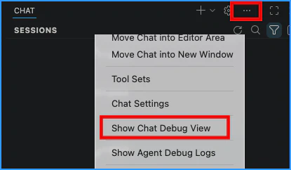 Debug View menu item