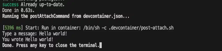 Getting User Input When Starting a Dev Container