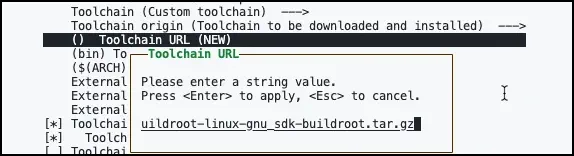 Selecting the toolchain URL