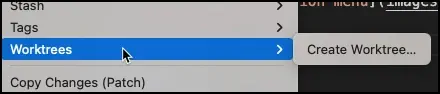 VS Code create worktree menu