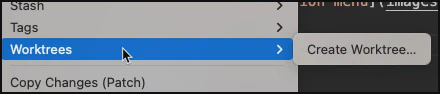VS Code create worktree menu