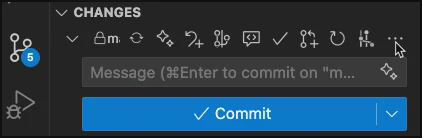 VS Code Changes expansion menu