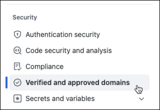 GitHub Organization security menu