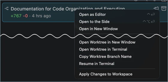 Open worktree menu item